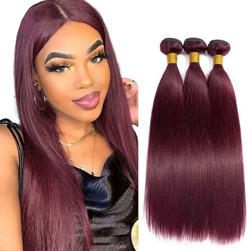 Giginger Brazilian Human Hair Bundles Burgundy 99J Straight Human Hair Bundles 26 28 30 inch Wine Red Unprocessed Virgin Quick Weave Hair for Black Women