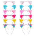 KIUSOWAYD 12 Sequin Cat Ear Headbands, Shiny Headwear Hair Band Party Decoration Cosplay for Women