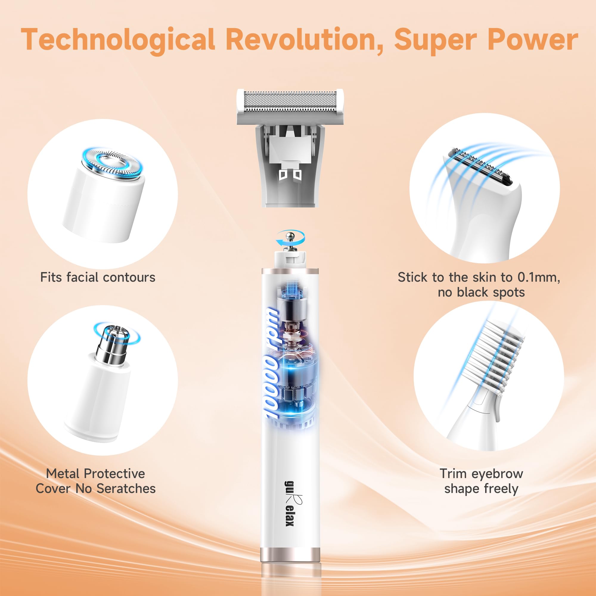 Gurelax Electric Body Hair Trimmer - Groin Trimmer for Men - Bikini Trimmer Women - 5-in-1 Lady Shaver Groomer, IPX7 Waterproof Razor Heads&USB Recharge with Travel Bag