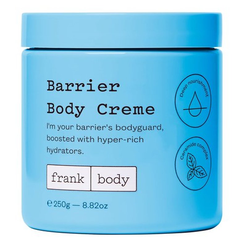 frank body Barrier Body Cream | Deep Hydration for Dry, Itchy, Reactive Skin with Ceramides, Panthenol & Niacinamide | Vegan, Cruelty Free | Peach Scent | 7.77 oz / 230 ml