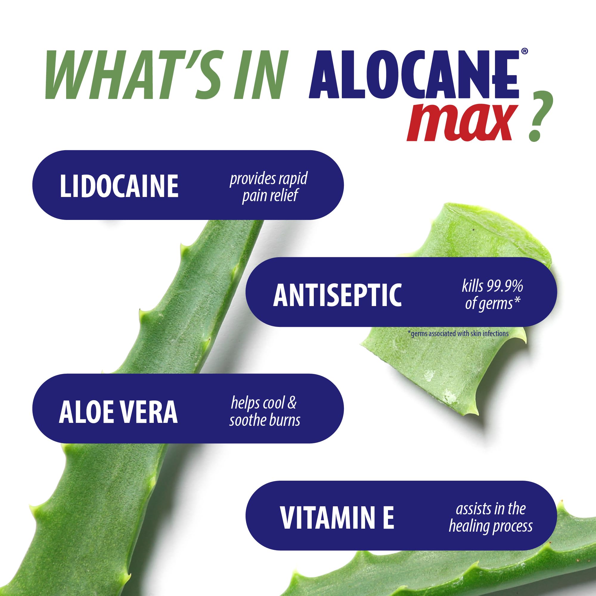 ALOCANE Max Maximum Strength Emergency Burn Gel With Lidocaine and Antiseptic, 4% Lidocaine, Fast Pain and Itch Relief, Sunburn Relief, Cuts, Scrapes, First Aid Burn Care, 4.0 Fluid Ounce