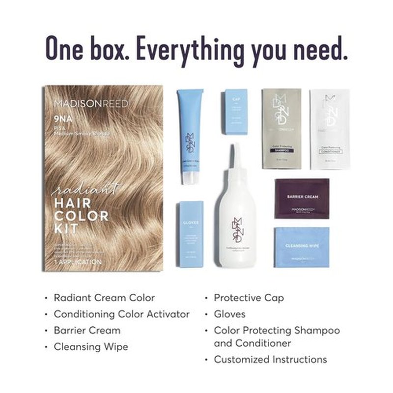 Madison Reed Hair Color Kit - Radiant Pisa Blonde 9NA with Bonding Time Hair Serum for Vibrant Shine