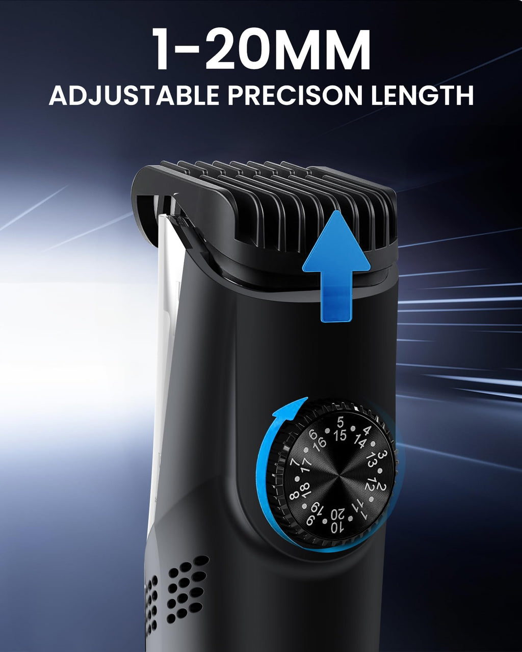 FERRISA Vacuum Beard Trimmer for Men, Rechargeable Mustache Trimmer for Men with Adjustable Length Comb, Cordless Electric Mens Beard Trimmer with Built-in Vacuum for Mustache, Sideburns (Black)