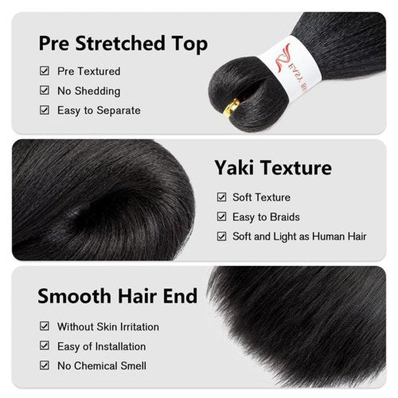 Roeula Pre Stretched Braiding Hair 12 Inch 3 Packs Short Black Braiding Hair Pre Stretched Professional Prestretched Braiding Hair Extensions Synthetic Crochet Twist Braids (1B, 12 Inch (pack of 3))