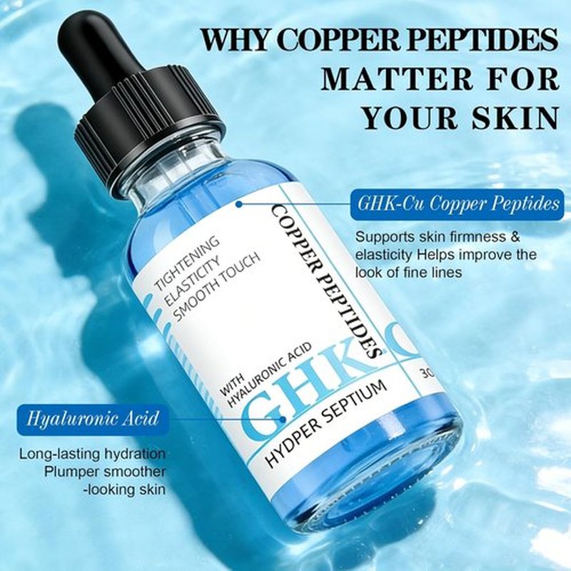 GHK-Cu Copper Peptide Facial Serum - Moisture-Balancing Hydration with Hyaluronic Acid | 1 fl oz