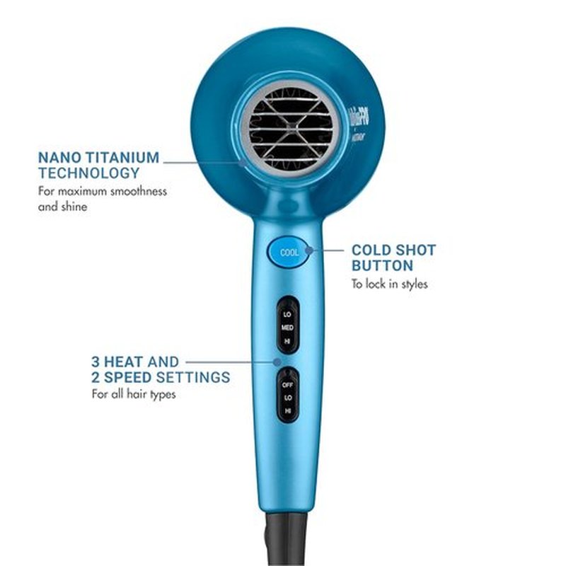 BaBylissPRO Nano Titanium Blow Dryer - 2000-Watt Ionic Styling Tool with Concentrator Nozzle