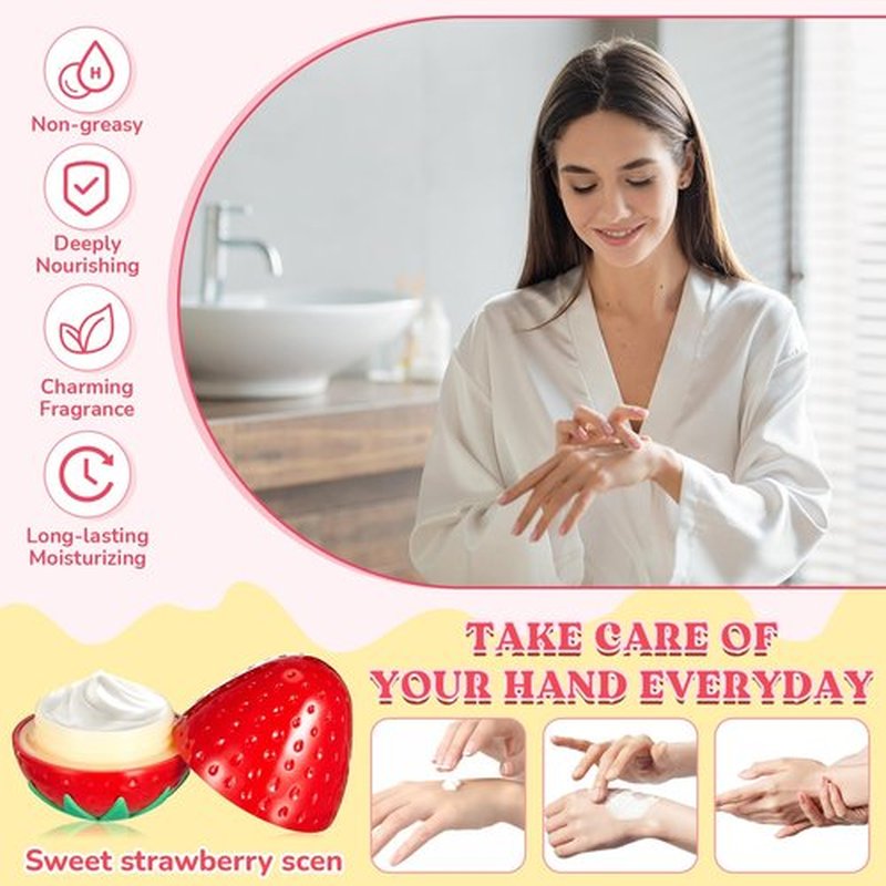 Swiffen 12 Pcs Strawberry Hand Cream Gifts Set for Women Baby Shower Favors Valentine's Galentine's Day Gifts Easter Basket Stuffers for Mothers Day, Nurse, Teacher Appreciation Birthdays Party Gift