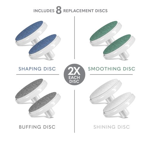 Replacement Discs for Bellasonic 4-in-1 Rechargeable Electric Nail File Set with Unique Oscillating Head – Shape, Smooth, Buff & Shine Nails | Remove Cuticles & Calluses (2 Sets)