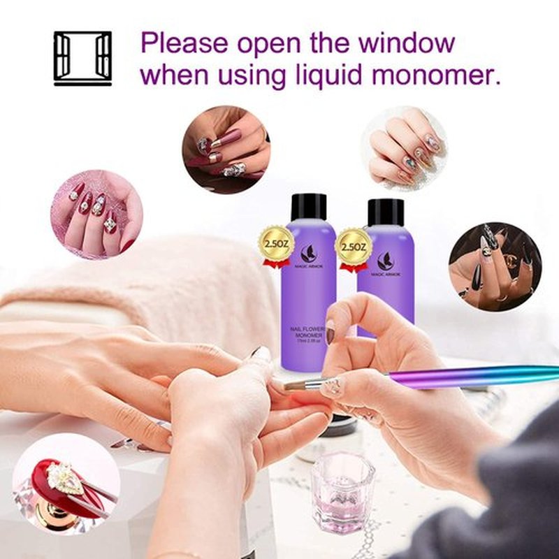 MAGIC ARMOR Acrylic Liquid Monomer - 150ml Professional Acrylic Monomer for Nail System Kit, Quick-Dry for Nail Extensions