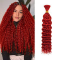 Deep Wave Human Braiding Hair for Boho Braids – 12 Inch 40g 1 Bundles/Pack Red, 100% Unprocessed 12A Brazilian Virgin Hair Bulk, No Weft, Wet & Wavy Curly Knotless Extensions