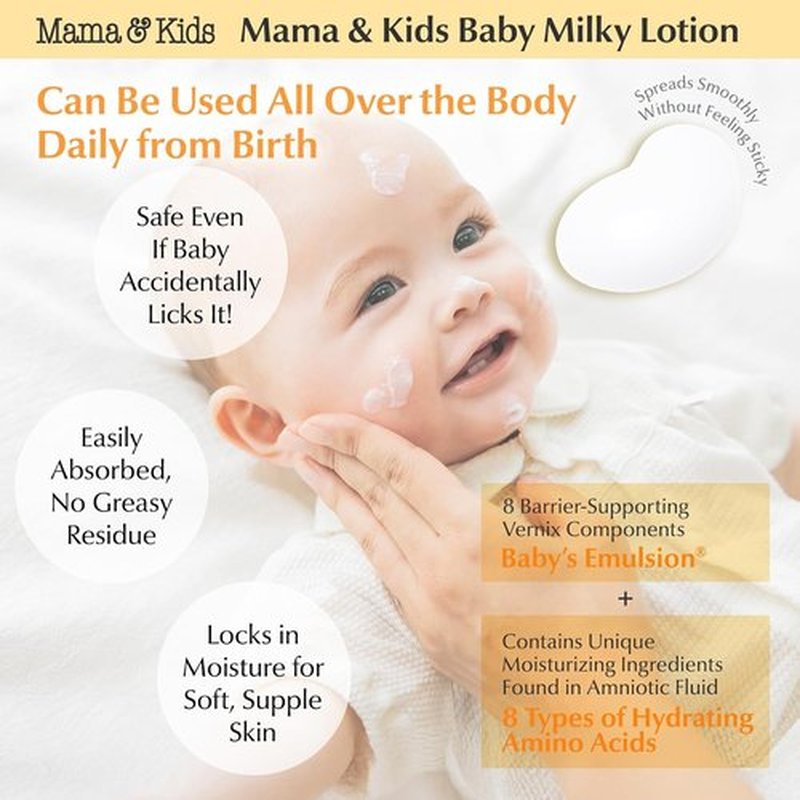 Mama&Kids Baby Milky Lotion - Nourishing Moisturizer for Delicate Skin | 5.07 fl oz (150ml)
