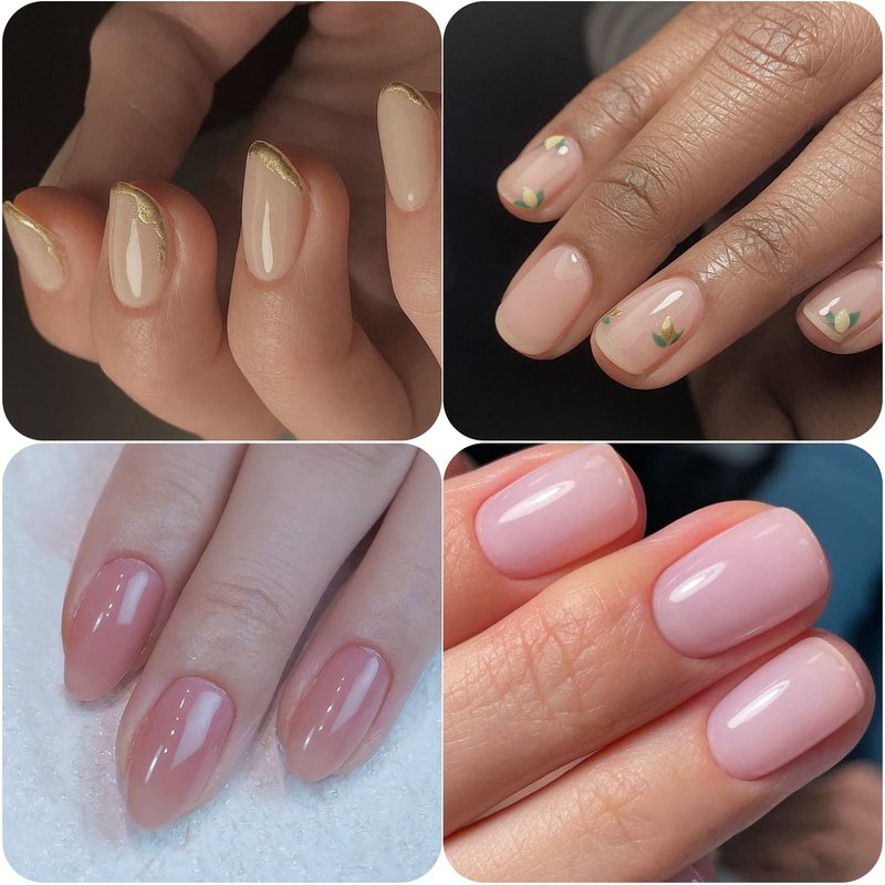 Vishine Neutral Jelly Nail Polish - Nude Pink, Milky White, Sheer Crystal, Transparent Gel Varnish - Manicure Collection Nail Art Gel 6Pcs 8ml