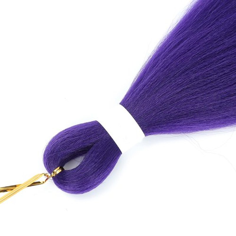 4Packs Long Purple Hair Extensions Pre Stretched Synthetic Braiding hair Extensions for Braids purple Braiding Hair for Stage Party Halloween Cosplay Costume Wigs (Purpl 24 Inch (Packs of 4))