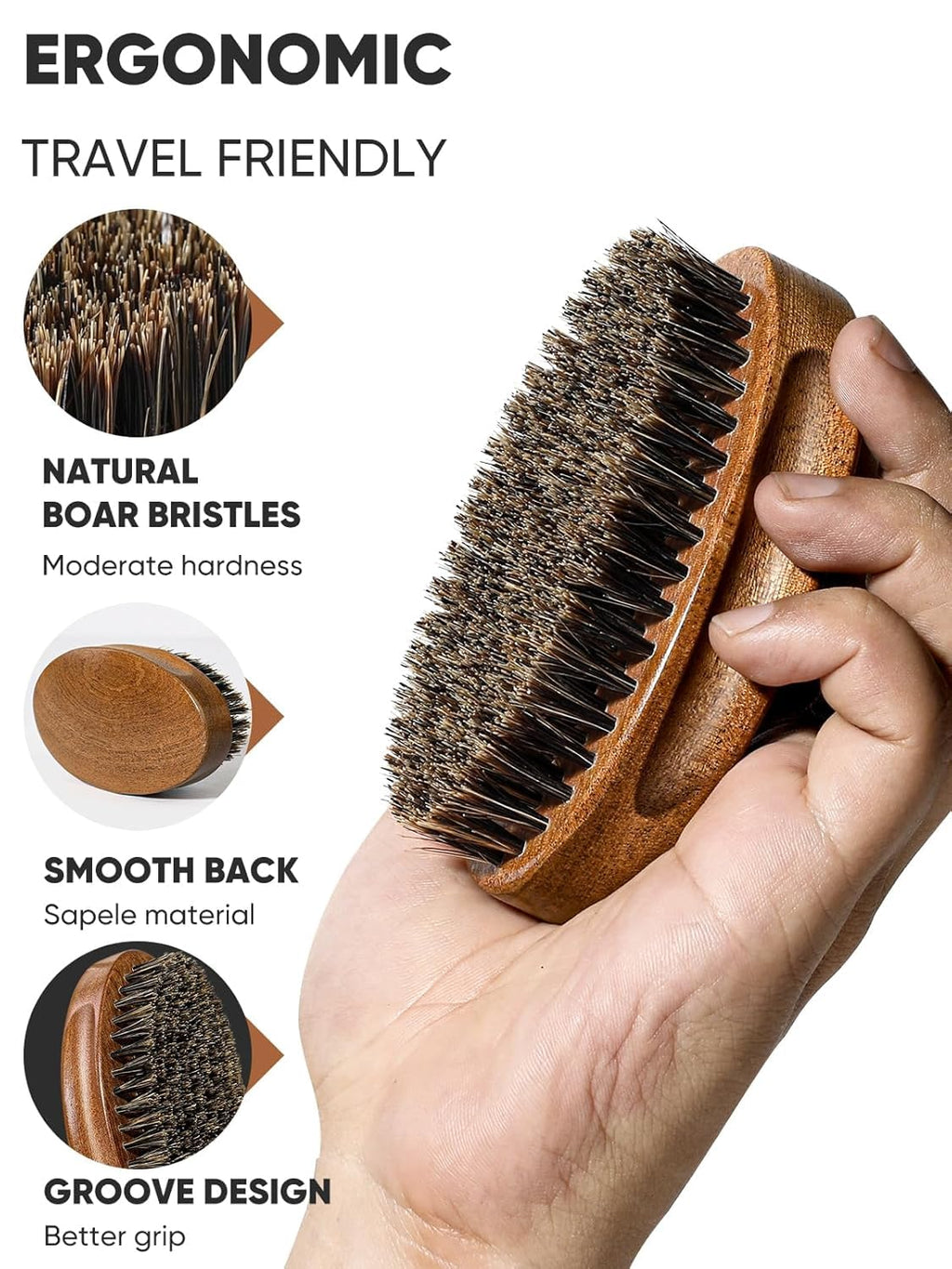 Bituemly Beard Brush, Stocking Stuffers Boar Bristle Beard Brush for Men and Mustache Scissors Facial Hair Grooming Kit, Detangles Boars Hair Styling Beard Tool, Christmas Gift for Boyfriend Husband