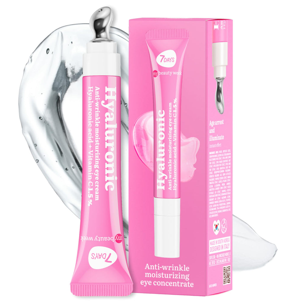 7DAYS Eye Cream Korean Skin Care with Cooling Massager – Hyaluronic Acid Under Eye Cream for Dark Circles, Puffiness & Bags, Anti Aging, Firming & Brightening Eye Care | 0.6 fl oz / 18 ml