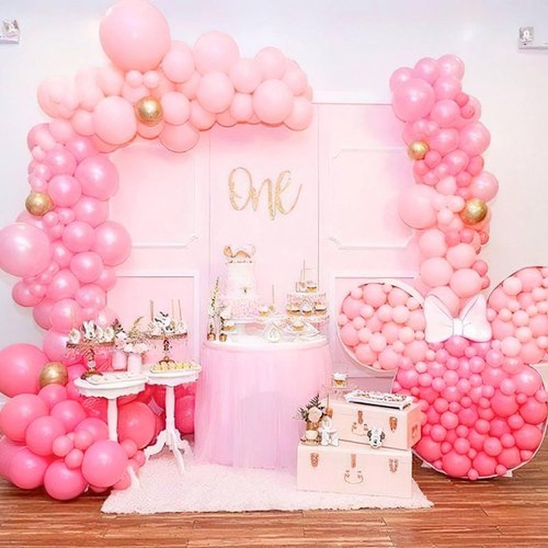 PartyWoo Pearl Pink Balloons - 140-Piece Baby Pink Balloon Arch Kit | 18", 12", 10", 5" Sizes for Parties