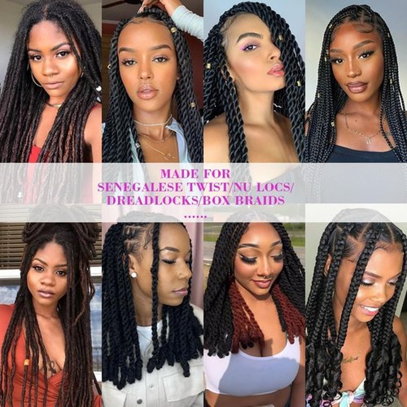 Brazilian Wool Hair Yarn for Braids 100% Brazilian Wool Hair Acrylic Yarn for African Braids/Spring Twist/Faux Locs/Wraps with Crochet Hook(8 Roll, Coffee Brown)