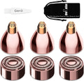 Gen 3 Replacement Heads for Finishing Touch Flawless, 18K Gold Painless Facial Hair Remover Blades with Exclusive Eyebrow Trimmer Head, 3 Facial + 3 Eyebrow Replacement Heads Set for Women