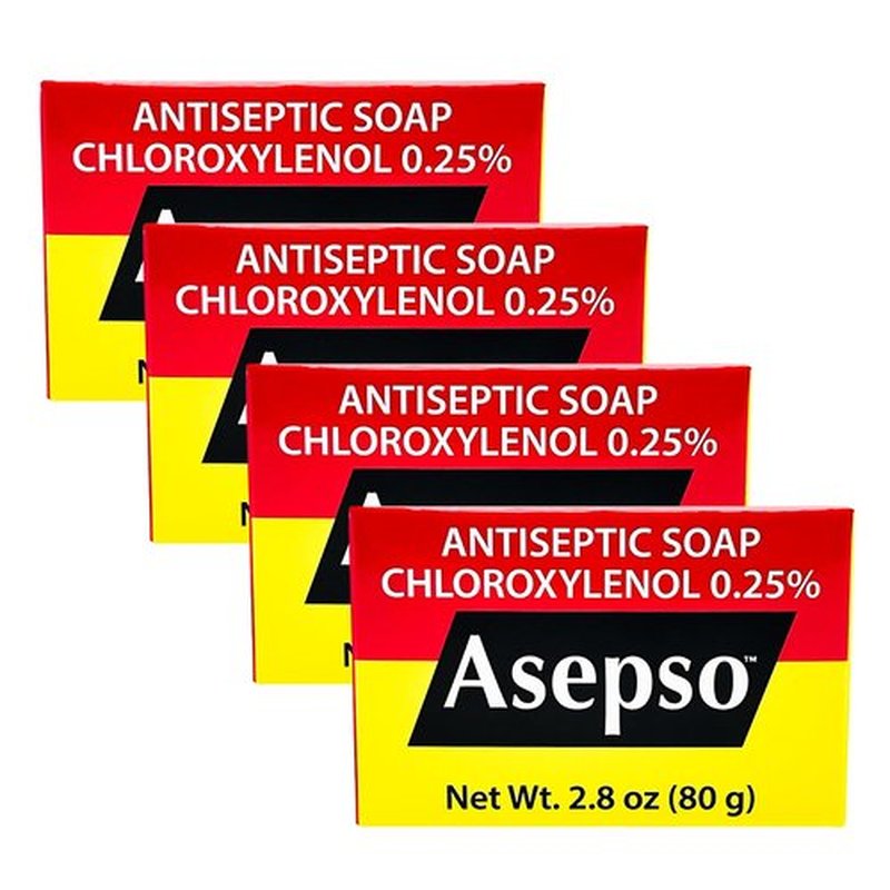 Asepso Antibacterial Bar Soap – 4 Pack 80g / 2.8 oz Each – Antiseptic Cleansing Soap – Choose Scent (Original)