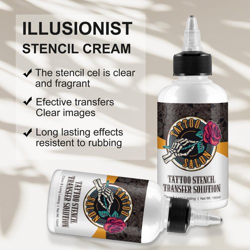 Tattoo Stencil Transfer Gel Solution, Stencil Magic Cream, Tattoo Application Solution for Transfer Paper Machine Stencils, Long-Lasting & Clear, 150ml