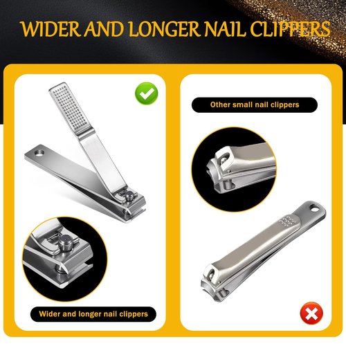 6 Pieces Straight Nail Clippers for Thick Nails Edge Toenails Clippers Stainless Steel Nails Cutters Heavy Duty Fingernail Clipper for Men Women