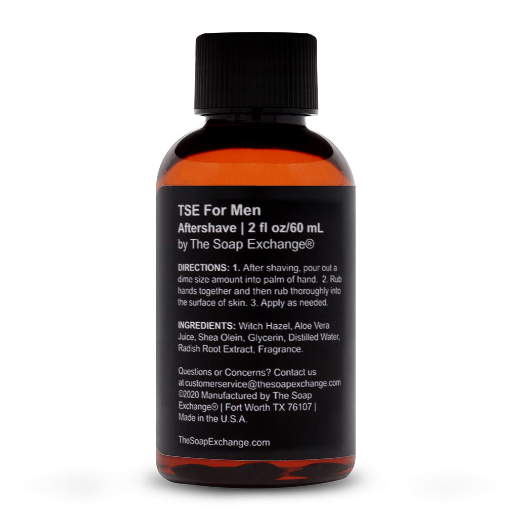 TSE for Men Soothing Aftershave - Lumberjack - Natural Ingredients for a Healthy Post Shave. Reduce Razor burn with Aloe Vera. Hand Crafted 2 fl oz / 60 ml Made in the USA.