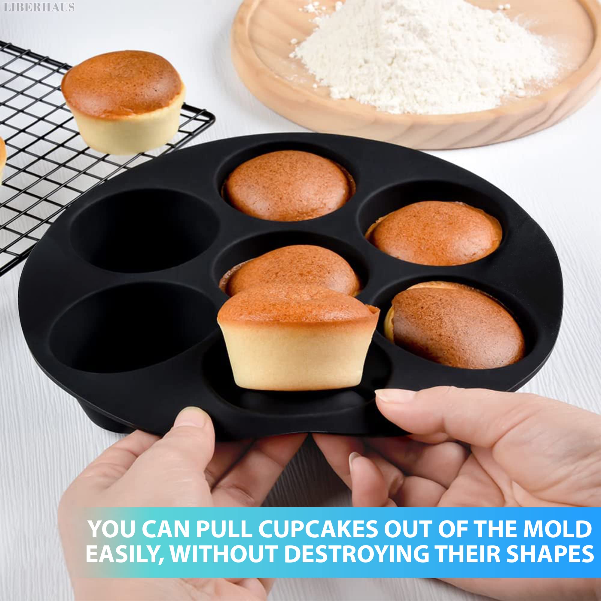 Air Fryer Muffin Pan (7 Cups) – 6.9" Round Egg Bites Silicone Mold Compatible with 3.5–5.8l Fryers, Heat Resistant & Dishwasher Safe – Nonstick Silicone Muffin Pan for Muffins, Egg Bites & Easy Snacks