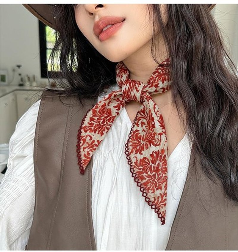 Pemilosci Large Cotton Bandana Headband, Head Wrap, Protective Coverage, Hair Neck Scarf for Women 28 x 28 inch (S01-Vine-Red)