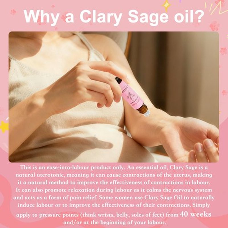 Labor Comb Clary Sage Oil Set - Wooden Birth Comb Natural Labor and Delivery Essentials,Birthing Combs Hospital Bag Must Haves for Pregnant Women&New Mom