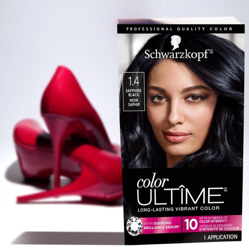 Schwarzkopf Color Ultime 1.4 Sapphire Black Hair Dye - Permanent, Fade-Resistant, Intense Color for All Hair Textures