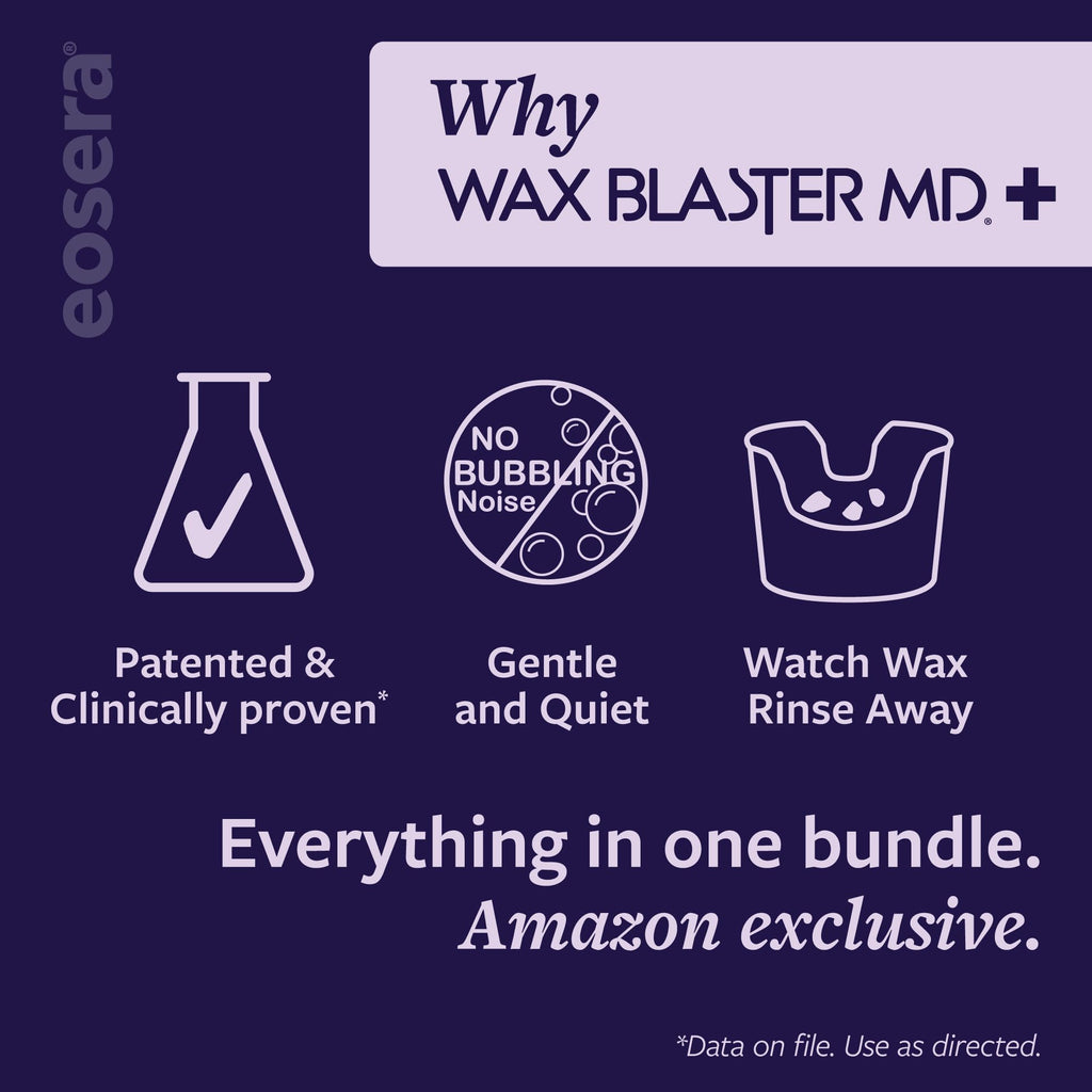 eosera Wax Blaster MD+ Ear Wax Cleaning System – Includes 5 Single-Use Vials and 3 Premixed Packets – Complete Earwax Irrigation Kit for Stubborn and Routine Ear Cleaning