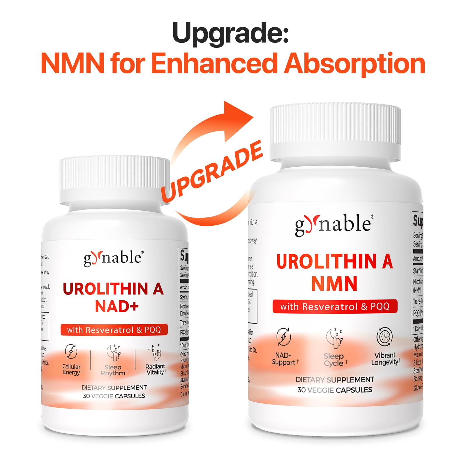 Gynable Patented Urolithin A Supplement with NMN | Trans-Resveratrol & PQQ| 4-IN-1 Complex Cellular Energy & Muscle Strength,Longevity Supplement for Sleep and Healthy Aging - Made & Tested in USA
