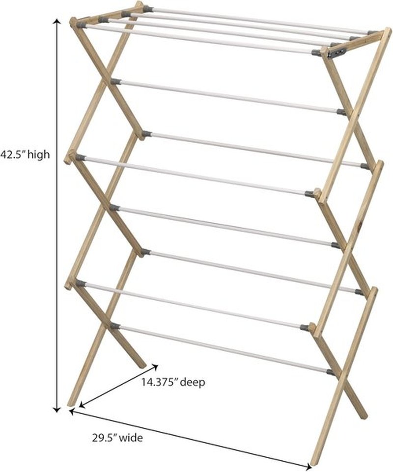 Household Essentials X-Frame Clothes Drying Rack - Sturdy Wood Frame with 23.8 Feet of Hanging Space | Easy Assembly, Natural Finish
