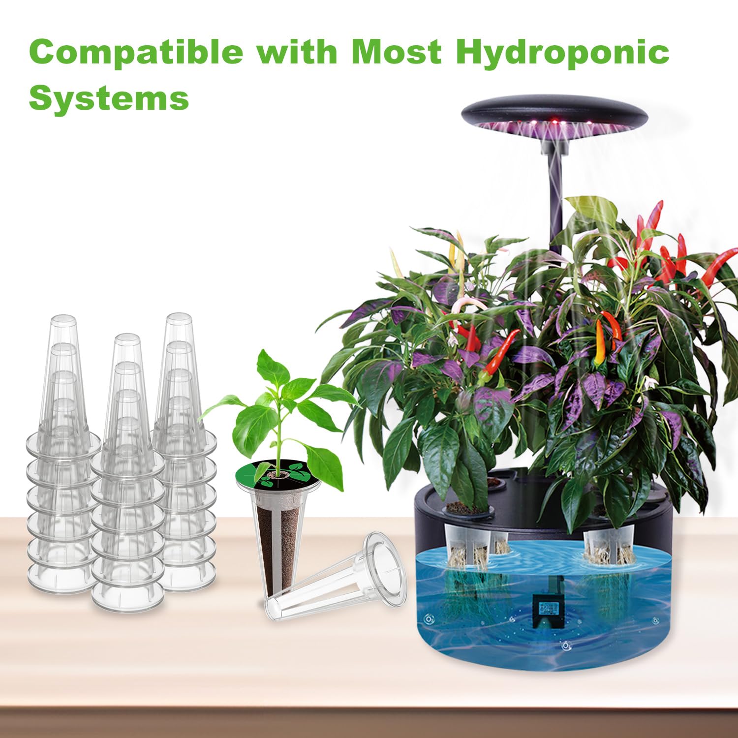 Oliz 50Pk Hydroponics Grow Baskets w/ 51 Pod Labels, Fits Most Systems