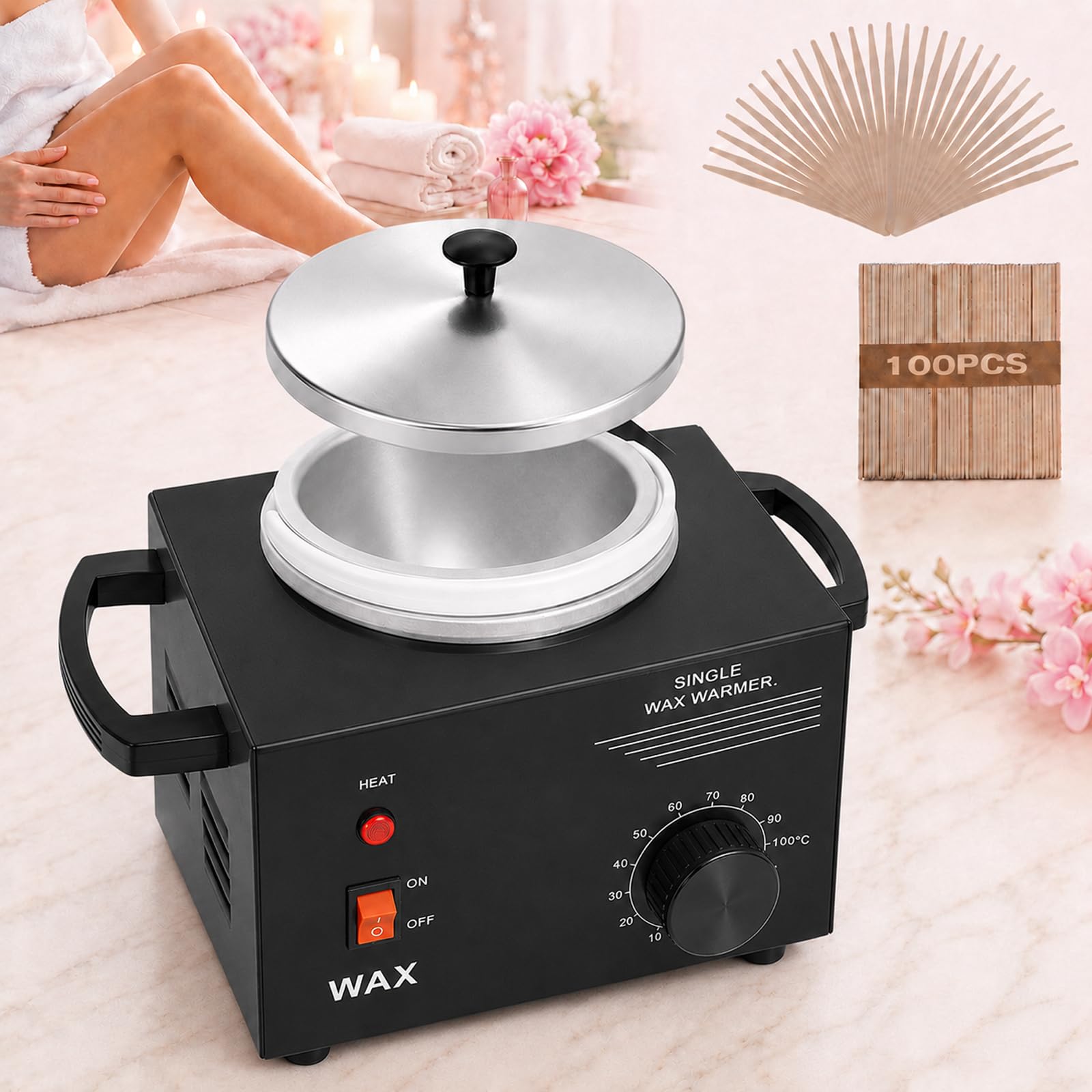Podoy Wax Warmer for Hair Removal with 200 Sticks, Portable Wax Melting Pot