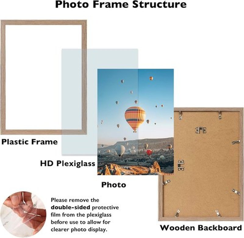 JCJMY 10x16 Rustic Brown Picture Frame - Versatile Wall Mounting for Horizontal or Vertical Display