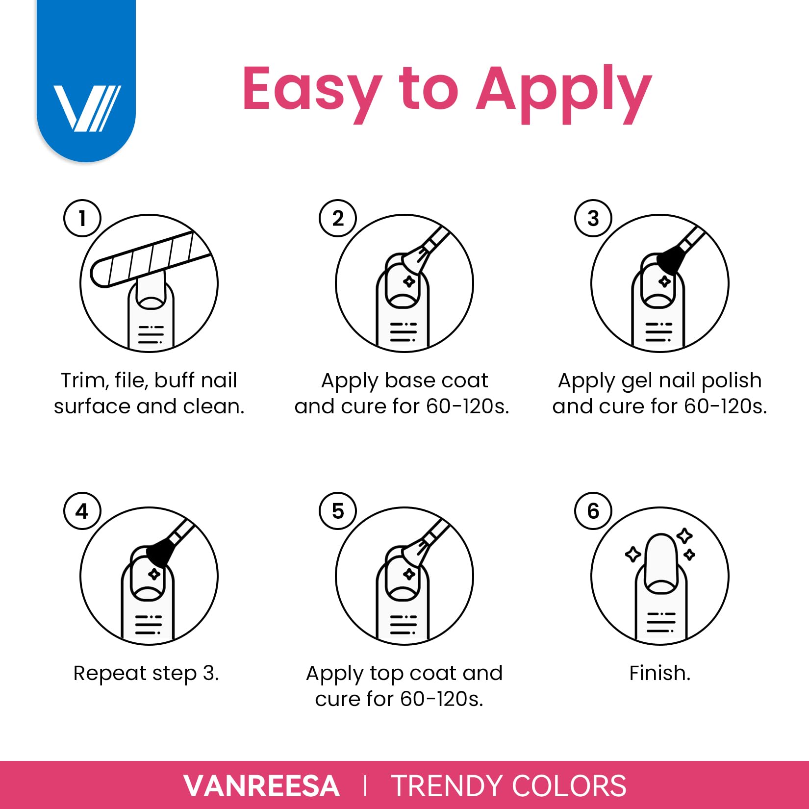 VANREESA 24 Pcs Gel Nail Polish Set, 21 Colors Gel Polish with Base Coat Glossy & Matte Top Coat Pink Red Orange Yellow Green Blue Purple brown Gel Polish Kit Nail Kit Gifts for Women