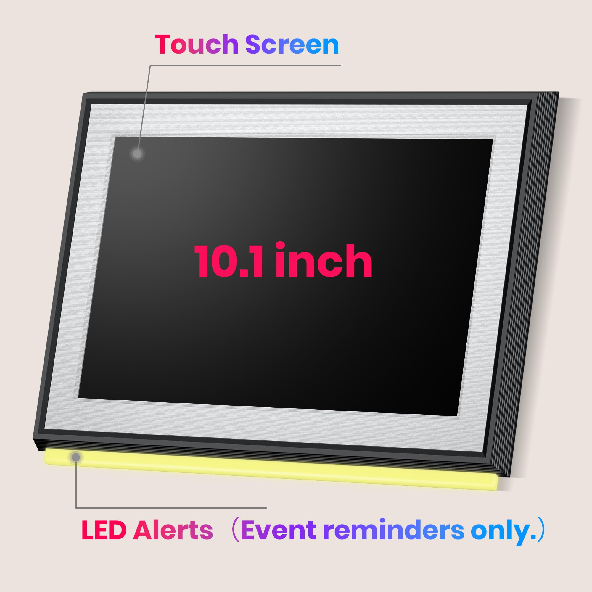 BIGASUO 10.1" Digital Calendar, Smart Touchscreen Interactive Display, Electronic Organizer for Monthly, Weekly & Daily Agenda, Chore Chart, Meal Planner, To Do List, Family Schedules, Picture Frame