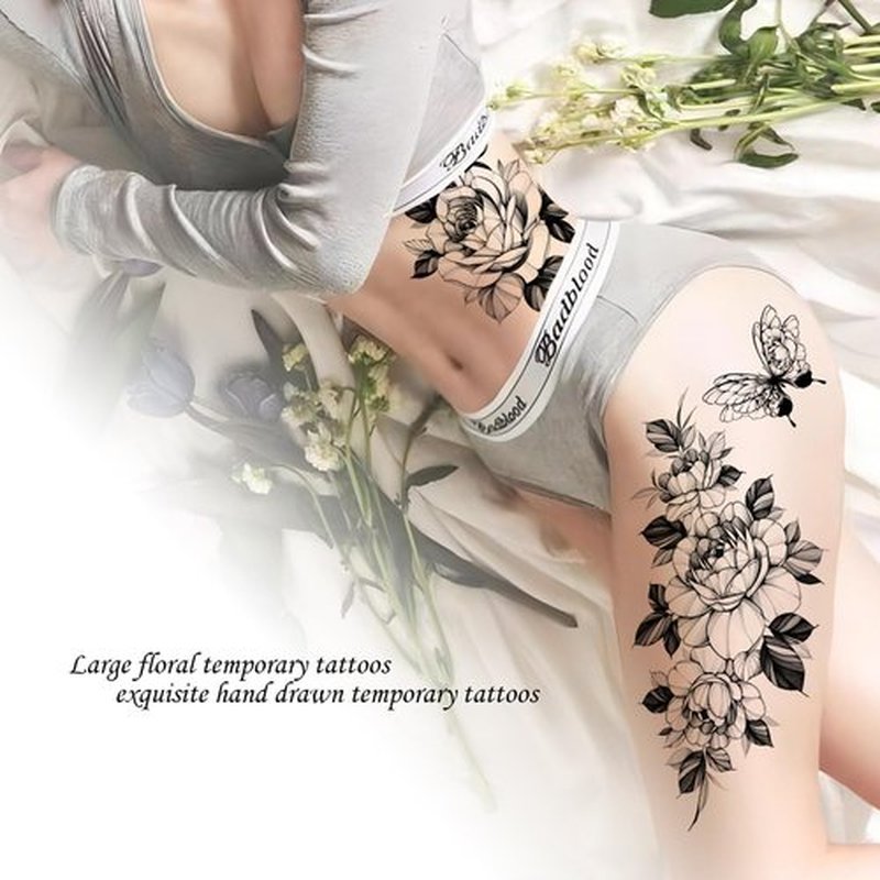 Large, beautiful and elegant temporary tattoos for women, Flower tattoos for women sleeve, Butterfly Sexy Long Lasting Temporary tattoo