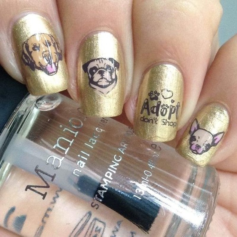 Maniology Puppy Love CYO Design Contest Nail Stamping Plate | Dog Lover Manicure Designs, Canine Dog-Theme Nail Art DIY Patterns - Reusable, Rectangular, Stainless Steel Nail Art Template