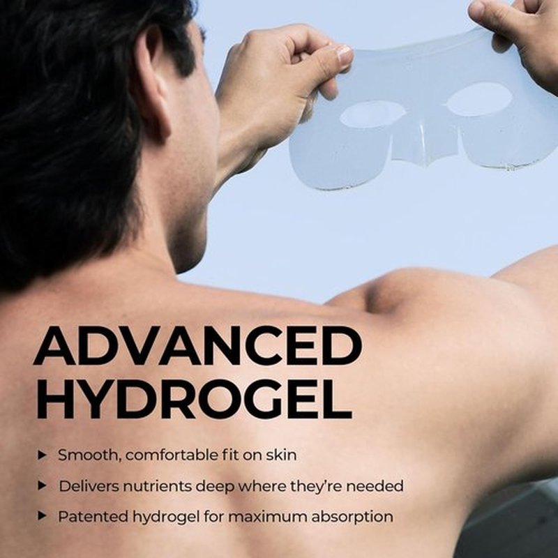 HommeFace Revitalizing Hydrogel Facial Mask Set | Hydrating Anti-Aging 5ct - Korean Skincare with Hyaluronic Acid & Vitamins
