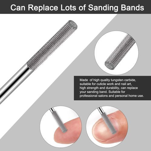 3XF Ultra Fine Cuticle Nail Drill Bit, 3/32" Medium Double Heads Safety Tungsten Carbide Cuticle Remover File Nail Drill Bit for Manicure Pedicure Acrylic Gel Home Salon