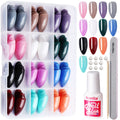 Teenitor Almond Press On Nails Medium Almond Glossy Press On Fake Nails, 288Pcs Press On Nails With Glue,12 Color Glue On Nails