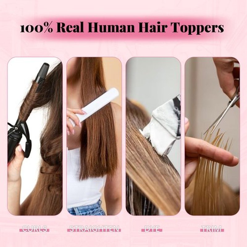 HappyNewHair Hair Toppers for Women Real Human Hair 6x7inch 55g Large Base Chocolate Brown 12inch Hair Pieces for Women with Thinning 360°Cover Clip In Extensions Topper Add Volume (#4Toppers-12inch)