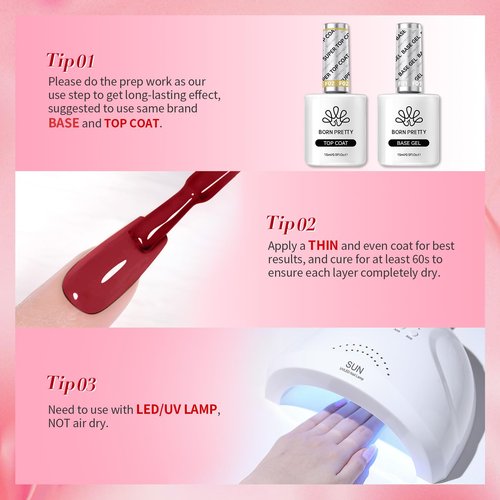 Born Pretty Red Gel Nail Polish Fall Winter 6 Colors Dark Red Burgundy Blood Cherry Wine Red Gel Nail Polish Soak Off Gel Polish Nail Art Design Manicure Salon DIY Home 7ml