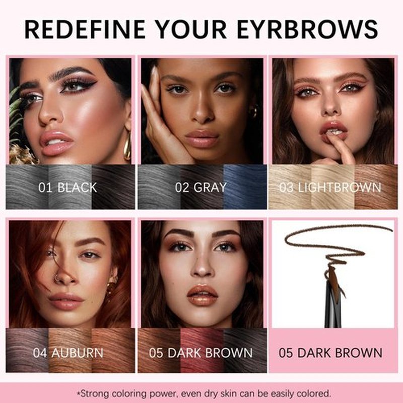 Regine Switzerland Eyebrow Pencil - Ultra-Fine 0.1mm Waterproof Formula | 2-in-1 Double-Ended Design with Spoolie Brush