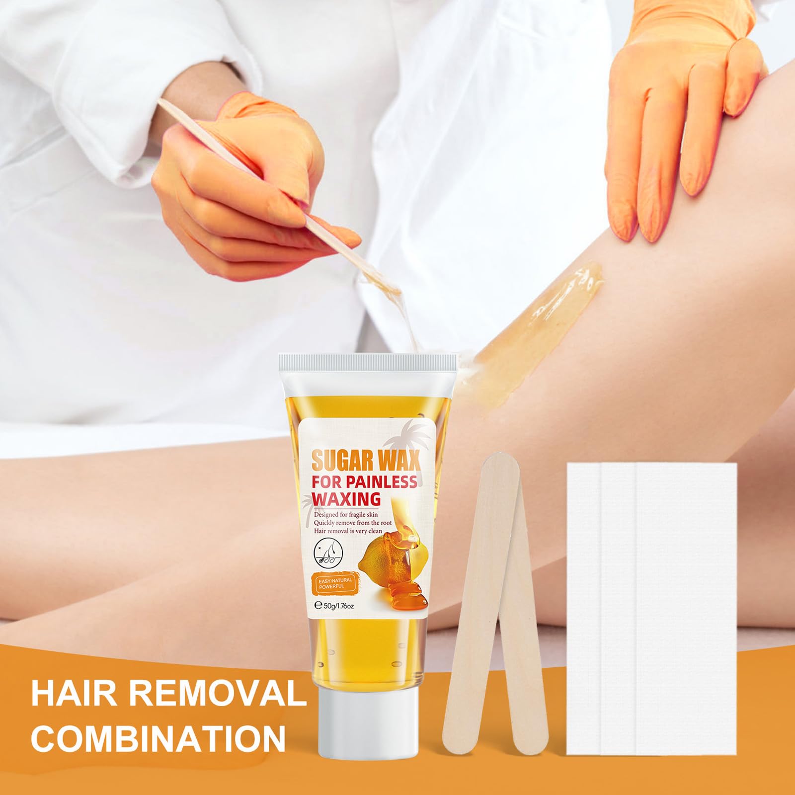 Sugar Wax For Painless Waxing – Gentle On Skin And Less Painful Hair Removal In A Simple System, No Strips, No Heat, Sugar Wax Kit,At-Home Waxing For All Skin & Hair Types