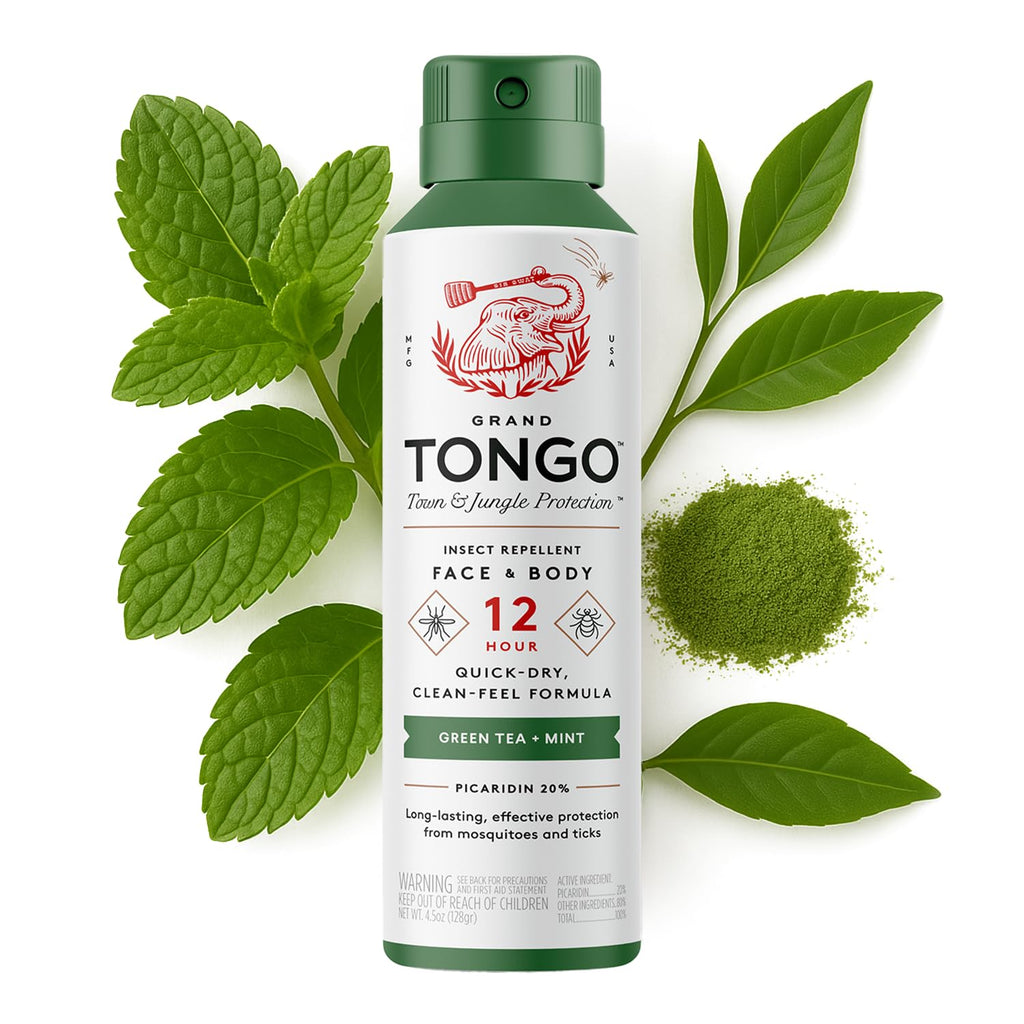 Grand Tongo DEET-Free Green Tea + Mint Insect Repellent with Picaridin- The 12 Hour Protection, DEET Alternative