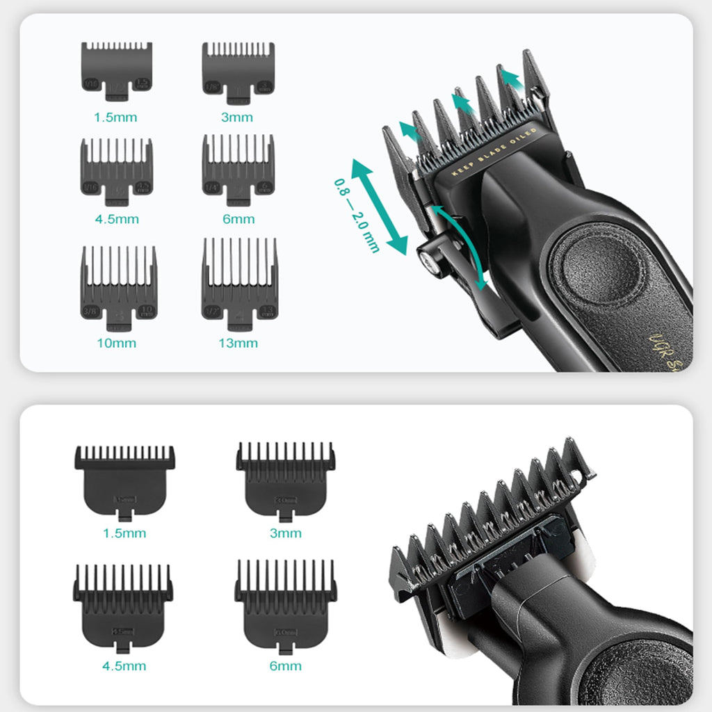 VGR Professional Hair Clippers for Men - Cordless Barber Clippers & Zero Gapped Trimmer Set, 7000RPM High Power Hair Cutting Kit with Ceramic Blade, USB-C Rechargeable Grooming Tools for Fade V197&995