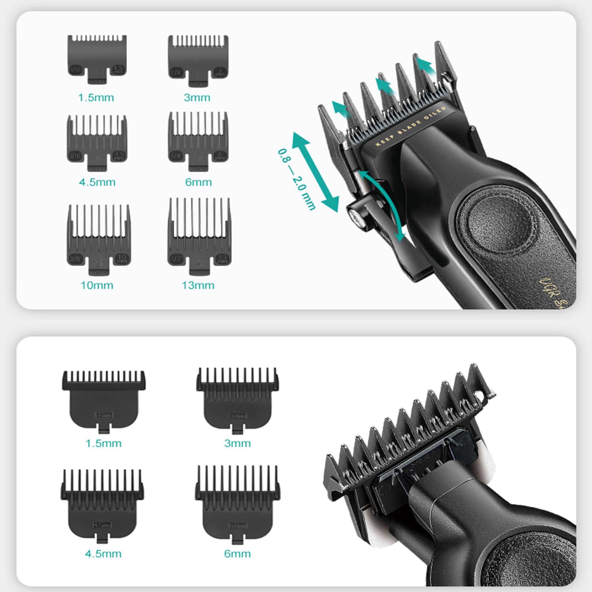 VGR Professional Hair Clippers for Men - Cordless Barber Clippers & Zero Gapped Trimmer Set, 7000RPM High Power Hair Cutting Kit with Ceramic Blade, USB-C Rechargeable Grooming Tools for Fade V197&995